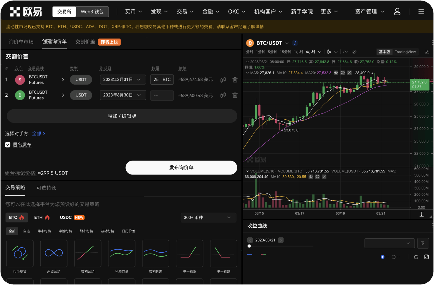 BE交易所官网的“市场”板块包含什么